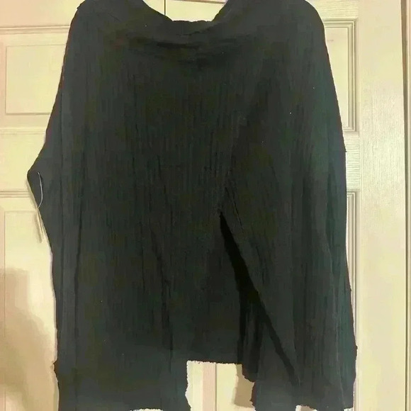 Free People Juicy Long Sleeve Waffle Knit Thermal Shirt Black NWT - Picture 5 of 5